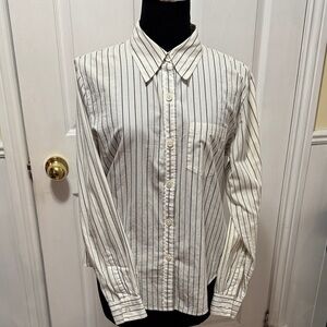 GAP Vertical Stripe Button-Down Shirt in Cream and Black